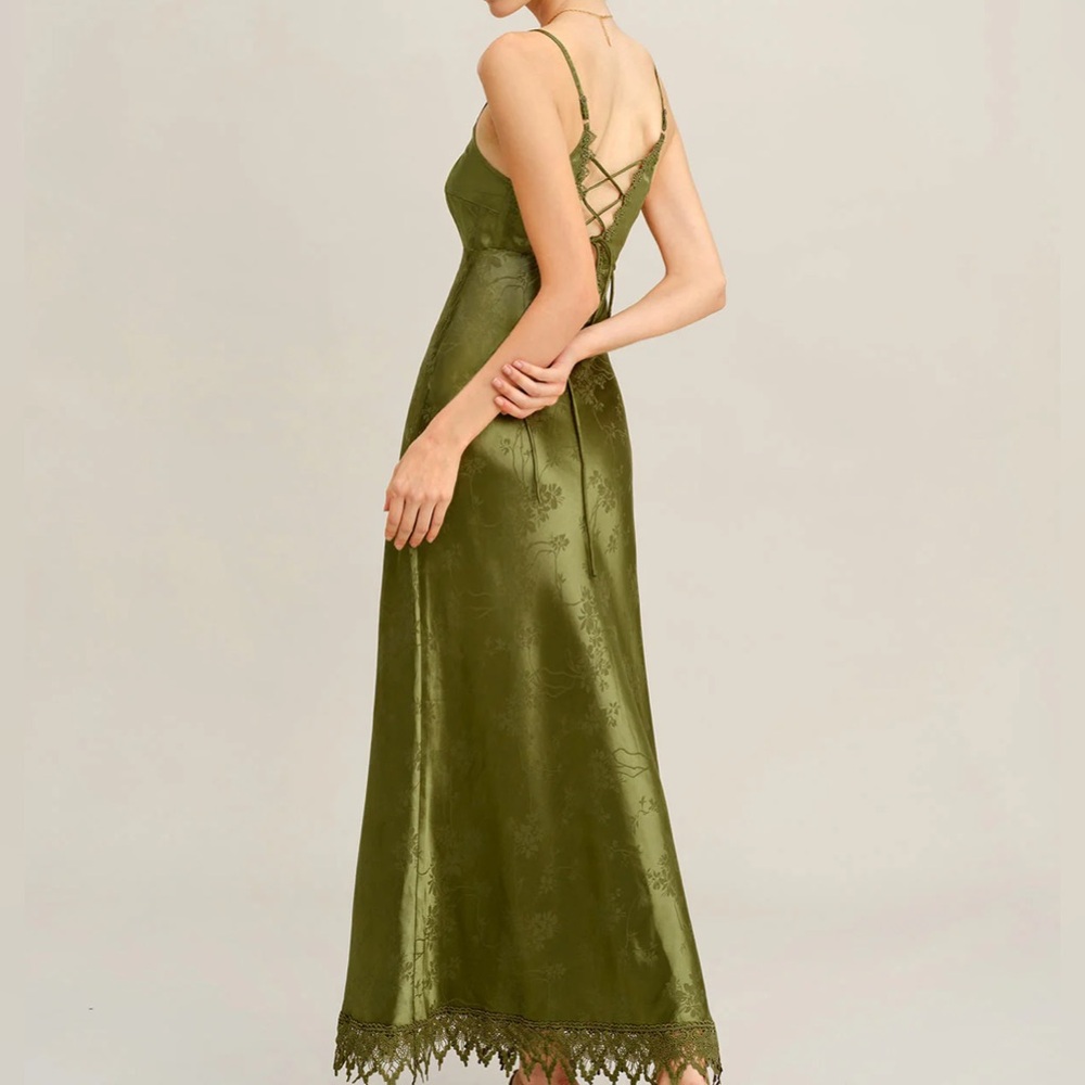Rihoas Green Jacquard Corset Slip Maxi Dress - Picture 6 of 7